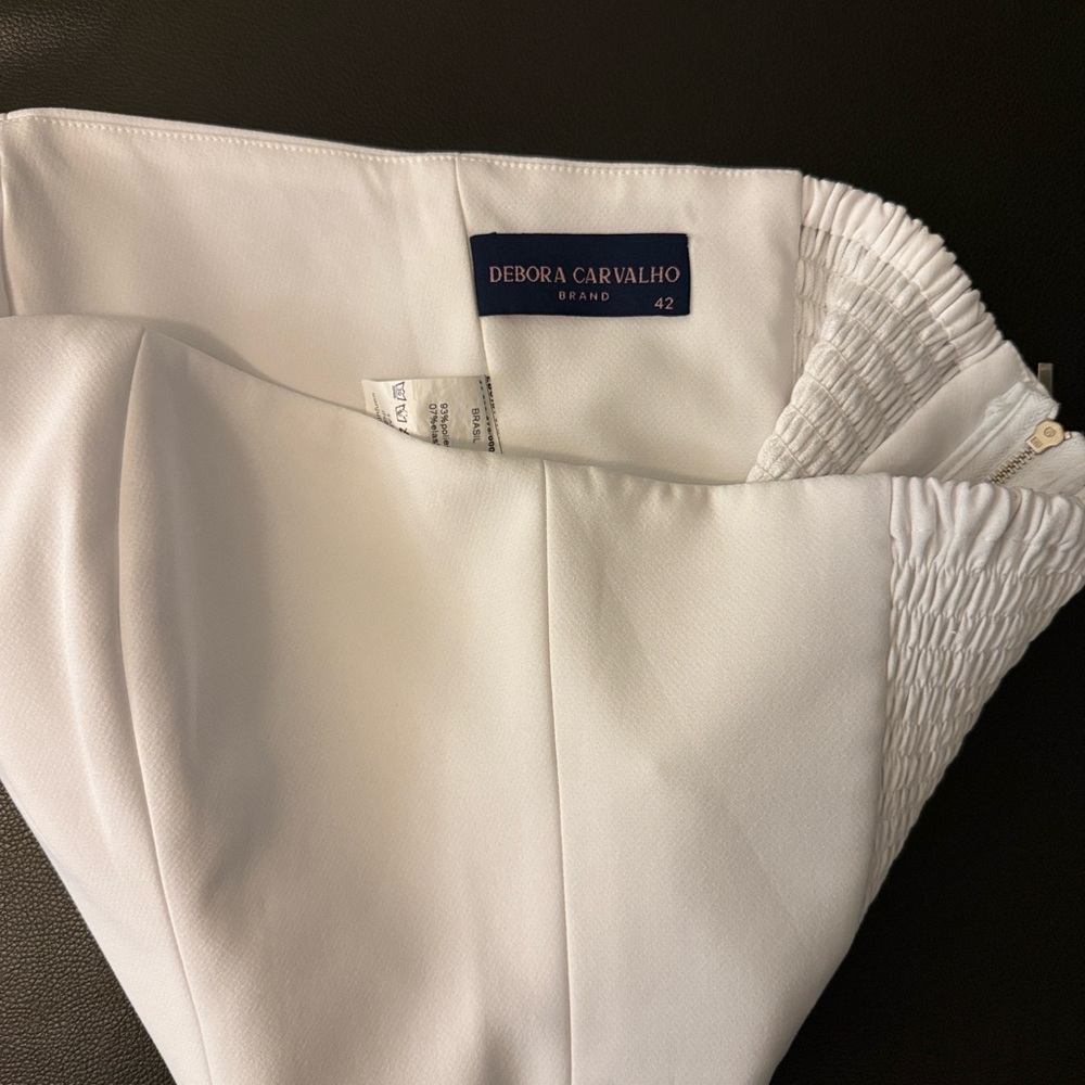 Debora Carvalho Women’s Two-Piece White Strapless Top & Pants Set Size 42 8-10 - Picture 2 of 14